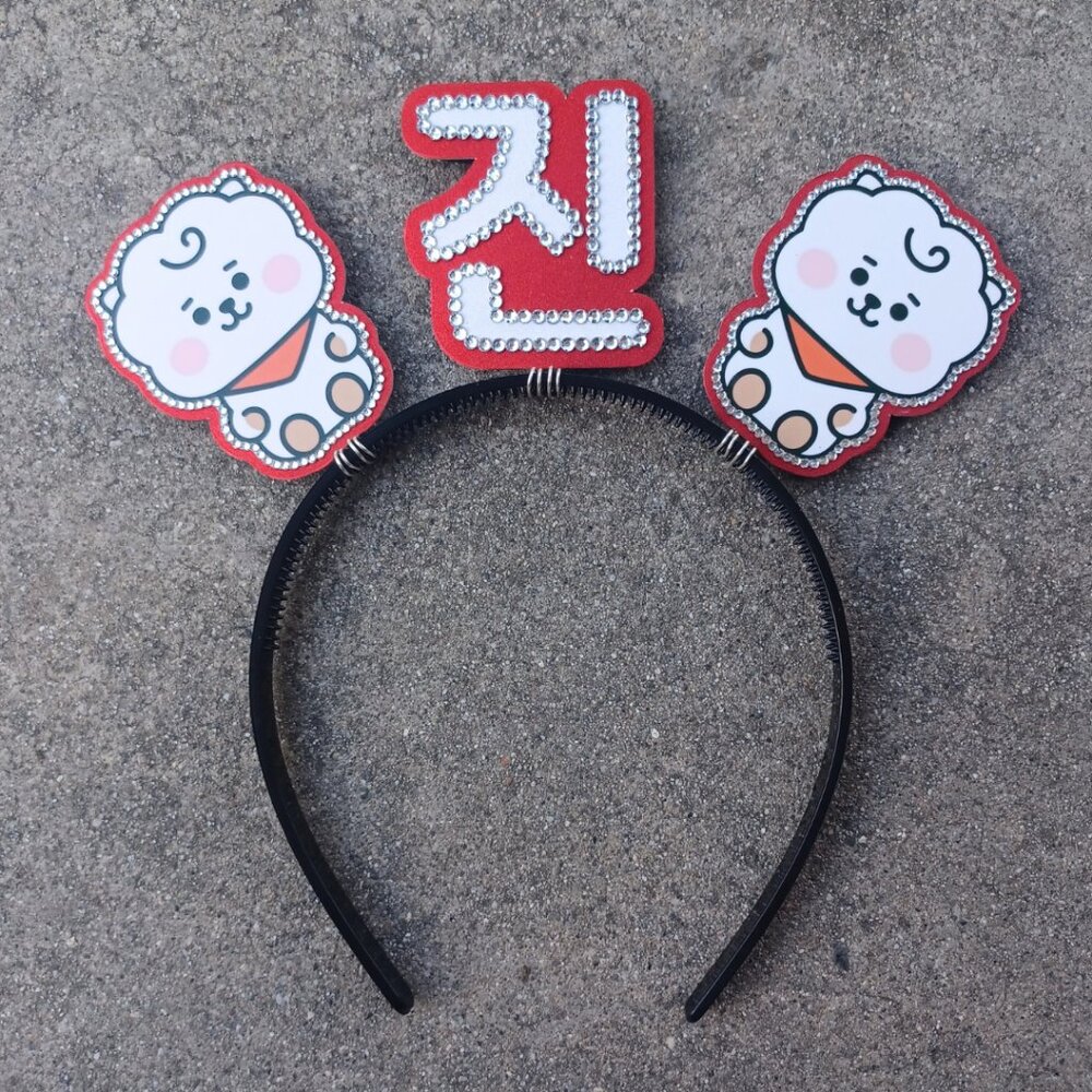 Jin BTS Headband KPOP Rhinestone Hair Banner Hangul Name Handmade